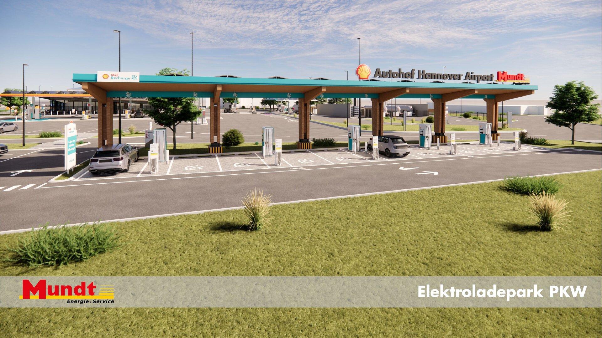 10 PKW-Schnelladeplätze unter dem Holzdach an der Münchner Straße 10 PKW-Schnelladeplätze unter dem Holzdach an der Münchner Straße